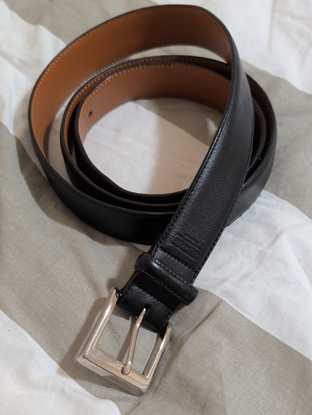 Coach Classic Black Leather Men's 44" Belt with Silver Buckle (1259)